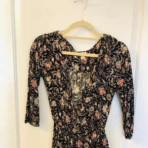 Women’s long sleeve black paisley romper